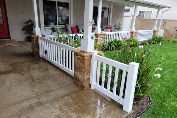 white fence railings